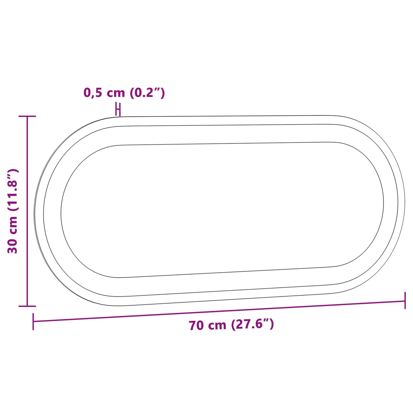 vidaXL Καθρέφτης μπάνιου LED Διαφανές 70 x 30 cm σκληρυμένο γυαλί