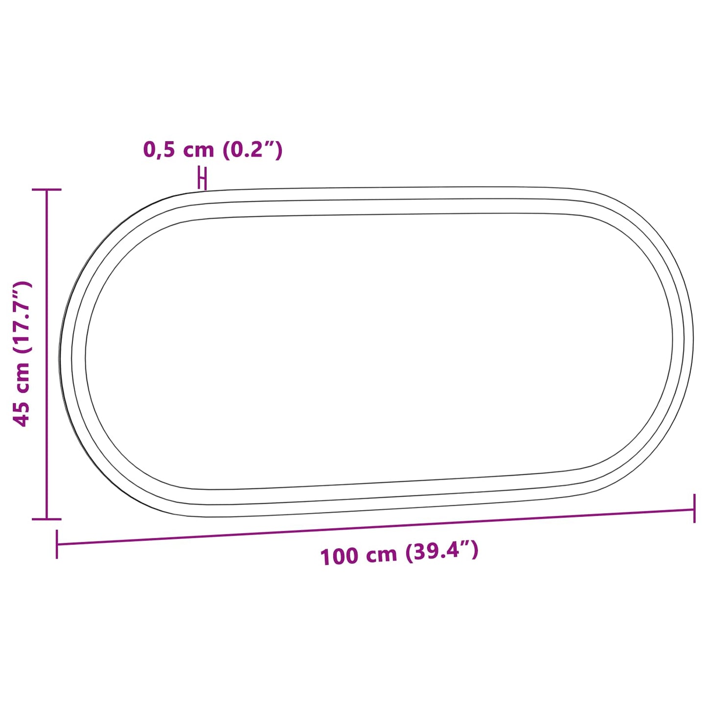 vidaXL Καθρέφτης μπάνιου LED Διαφανές 100 x 45 cm σκληρυμένο γυαλί