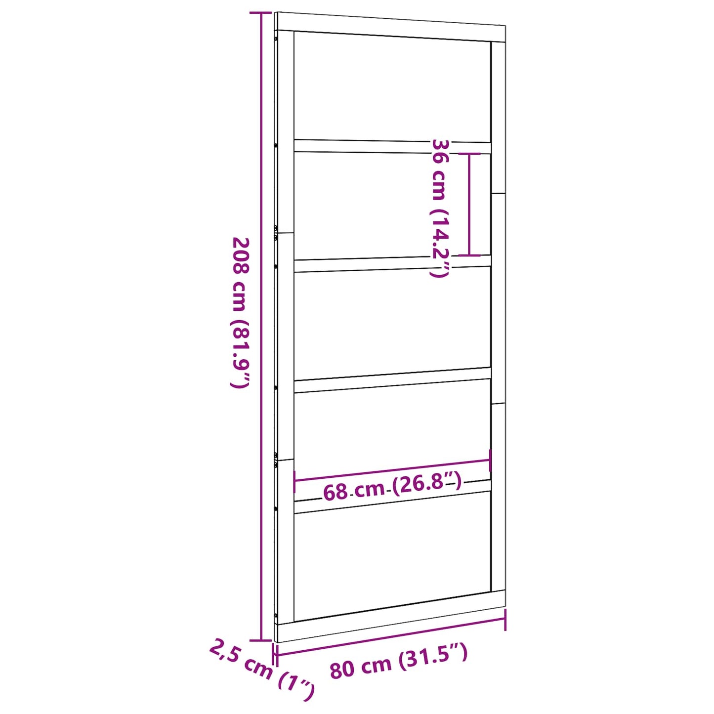 vidaXL Πόρτα αχυρώνα Λευκό 80 x 2,5 x 208 εκ. Μασίφ Ξύλο Πεύκου
