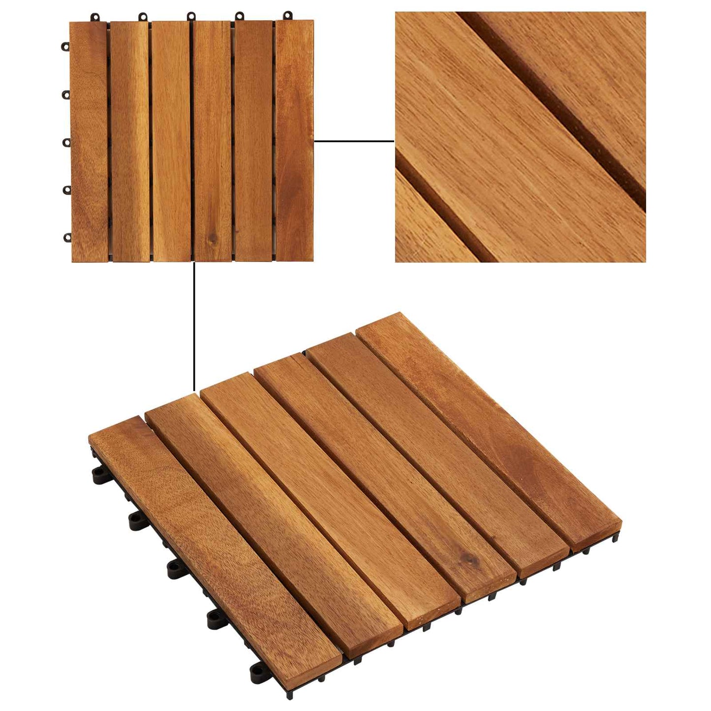 vidaXL Πλάκα Κατασκευής 20 pcs Καφέ 30 x 30 cm Ξύλο Ακακίας