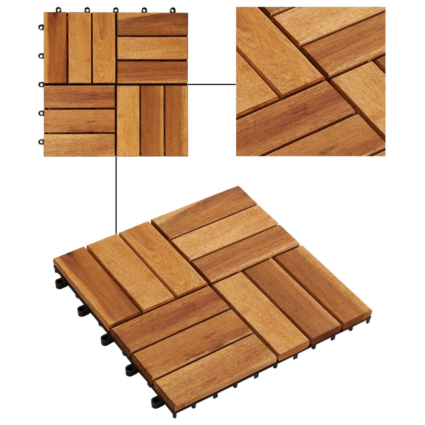 vidaXL Πλάκα Κατασκευής 20 pcs Καφέ 30 x 30 cm Ξύλο Ακακίας