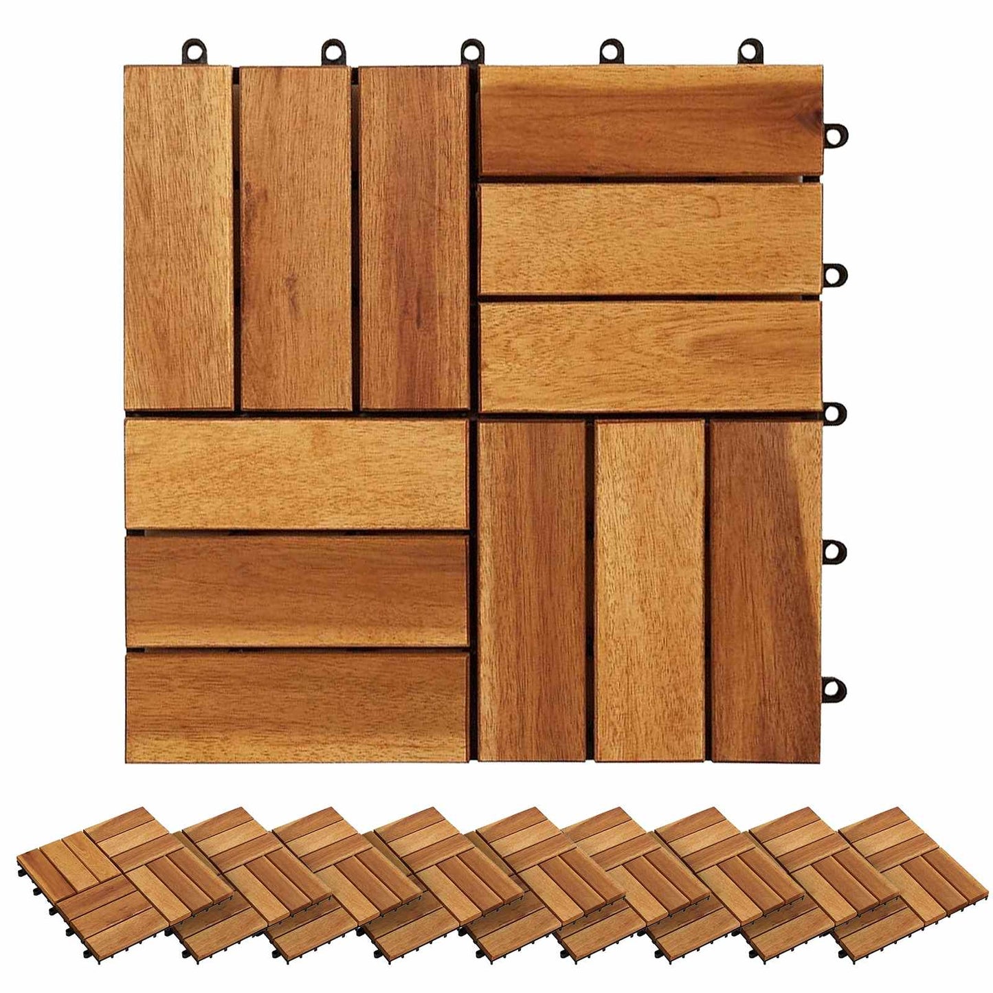 vidaXL Πλάκα Κατασκευής 30 pcs Καφέ 30 x 30 cm Ξύλο Ακακίας