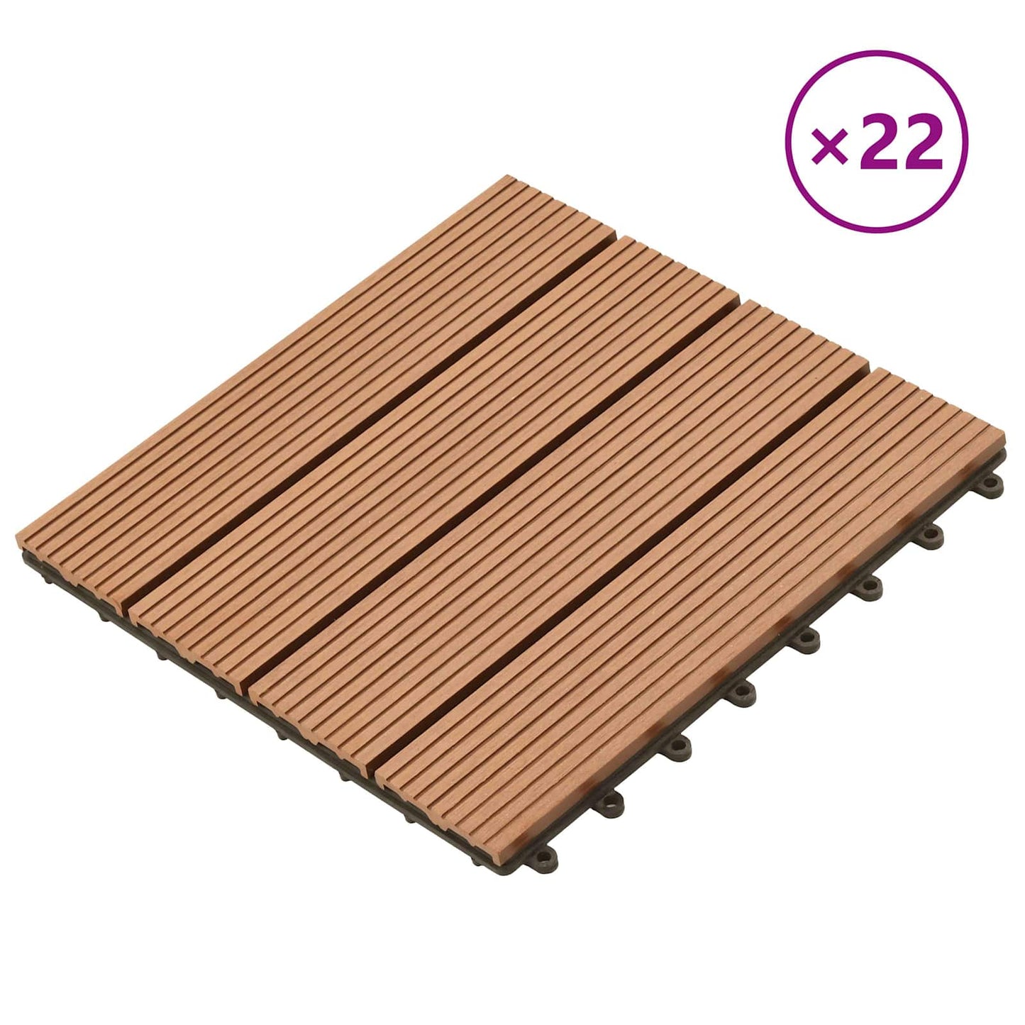 vidaXL Πλάκα Κατασκευής 22 pcs Καφέ 30 x 30 cm WPC