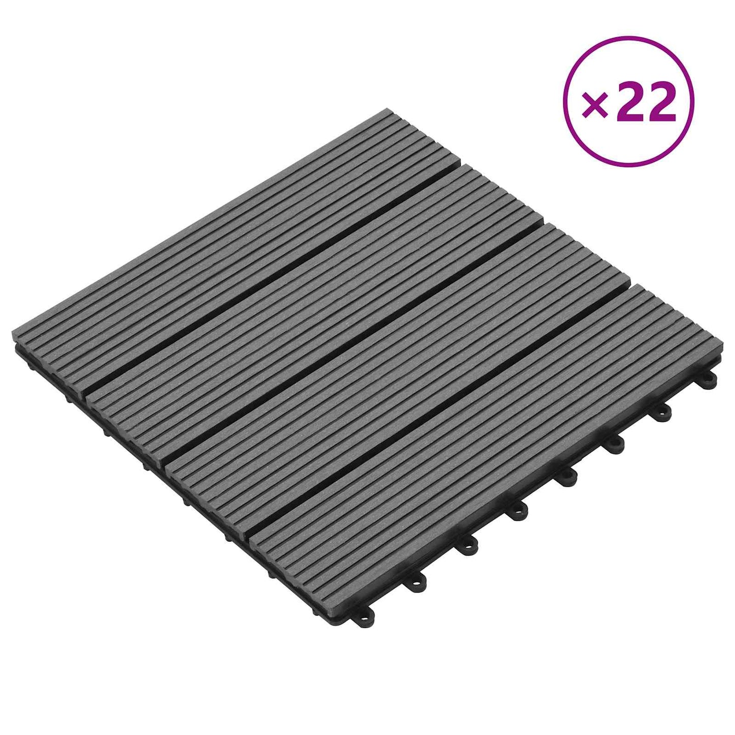 vidaXL Πλάκα Κατασκευής 22 pcs Γκρι 30 x 30 cm WPC