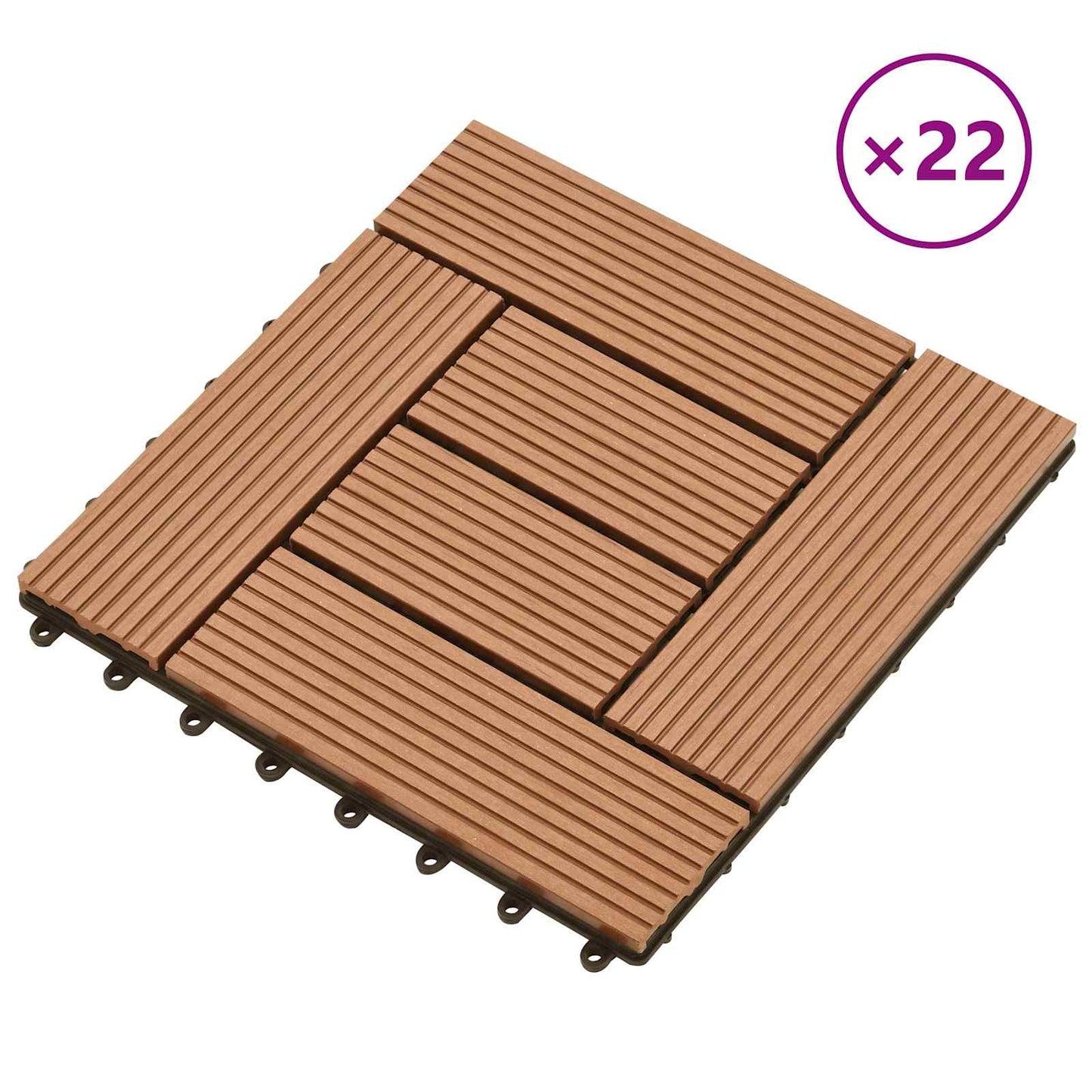 vidaXL Πλάκα Κατασκευής 22 pcs Καφέ 30 x 30 cm WPC
