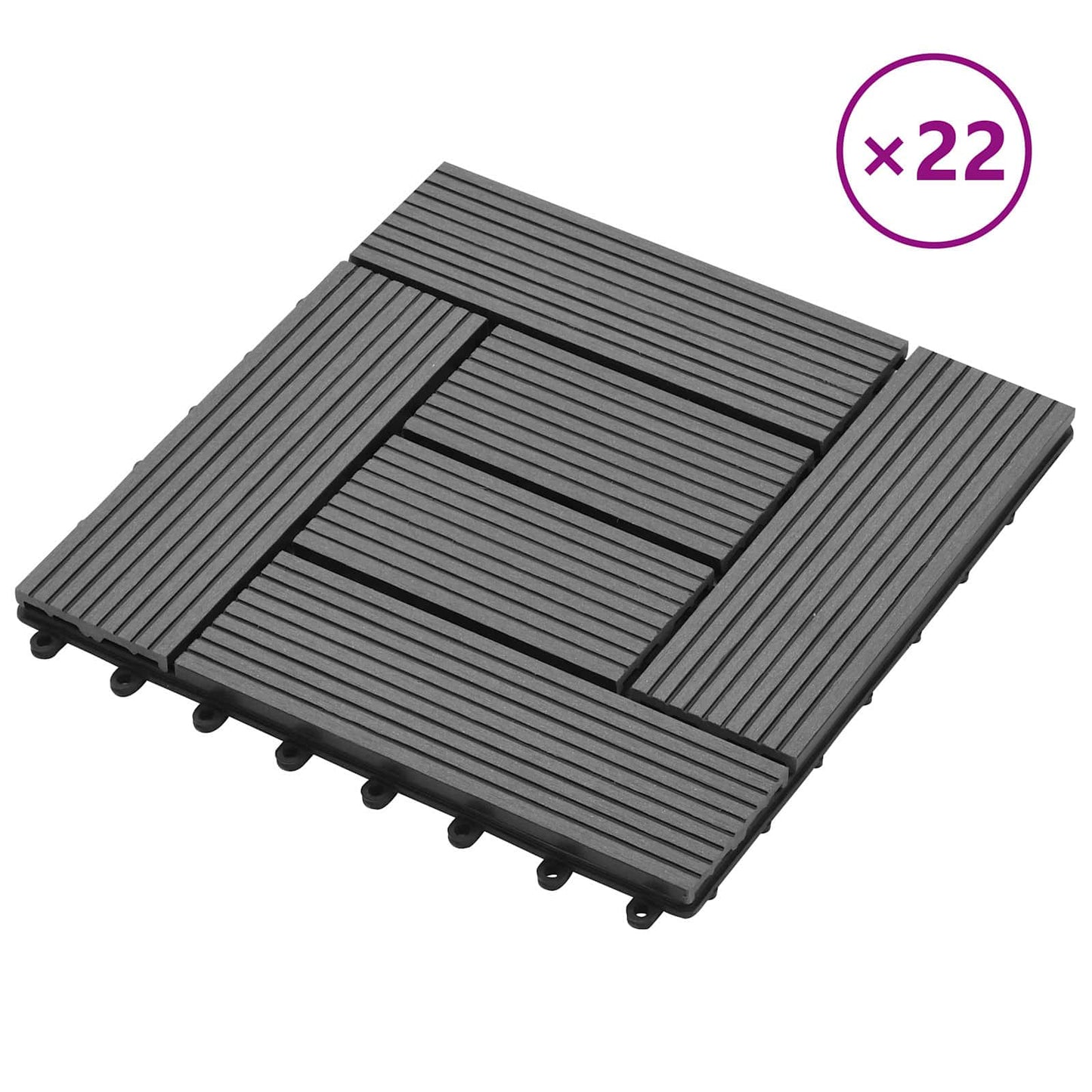 vidaXL Πλάκα Κατασκευής 22 pcs Γκρι 30 x 30 cm WPC