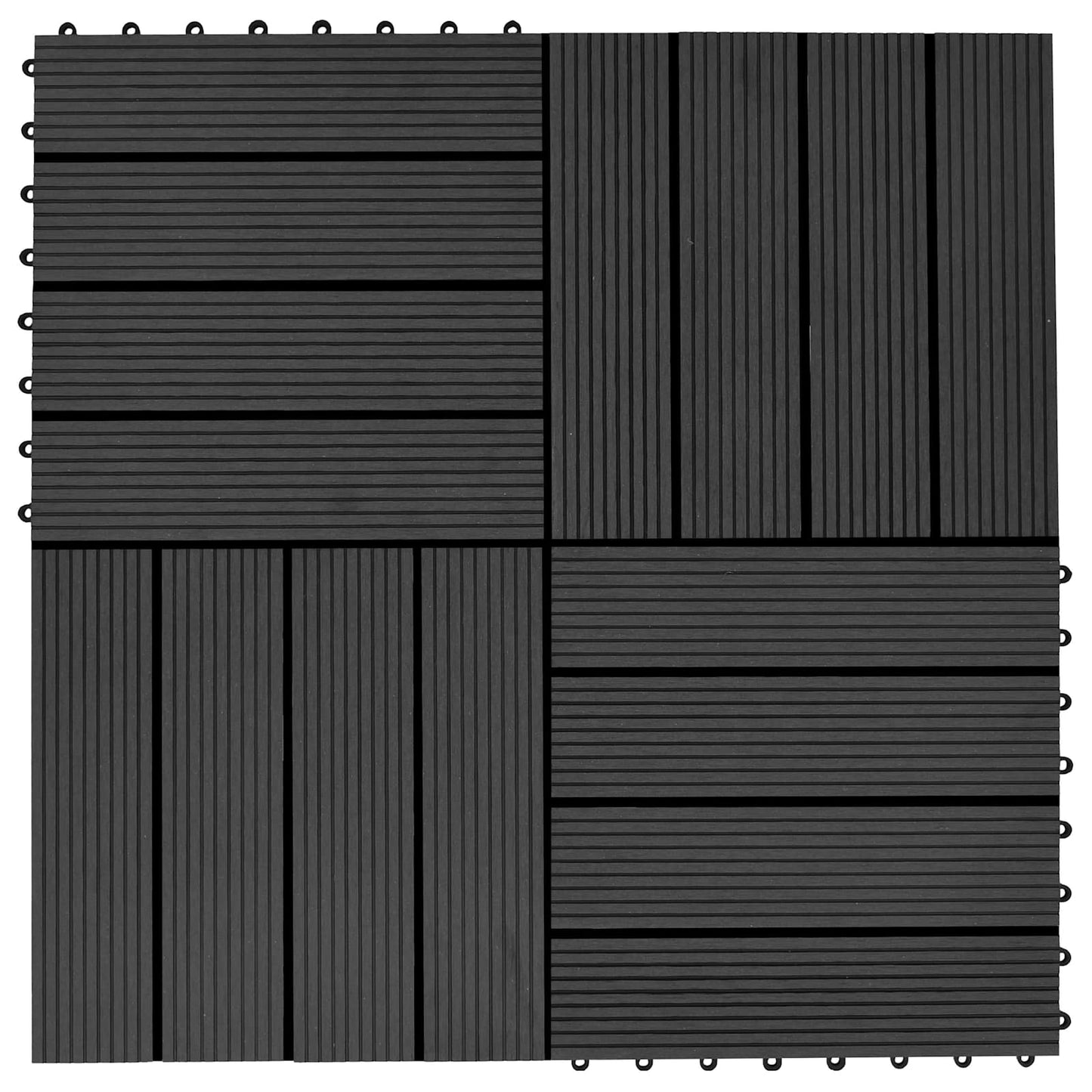 vidaXL Πλάκα Κατασκευής 22 pcs Μαύρο 30 x 30 cm WPC