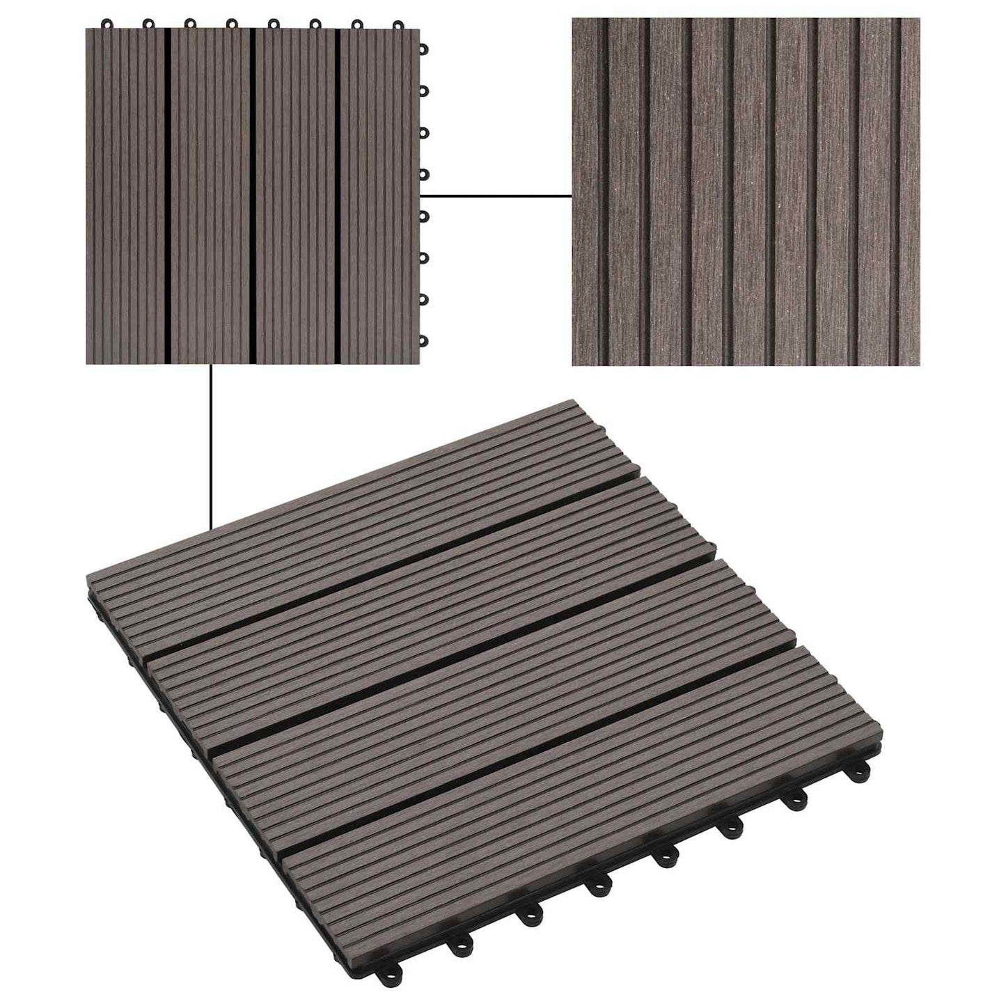 vidaXL Πλάκα Κατασκευής 22 pcs Σκούρο Καφέ 30 x 30 cm WPC