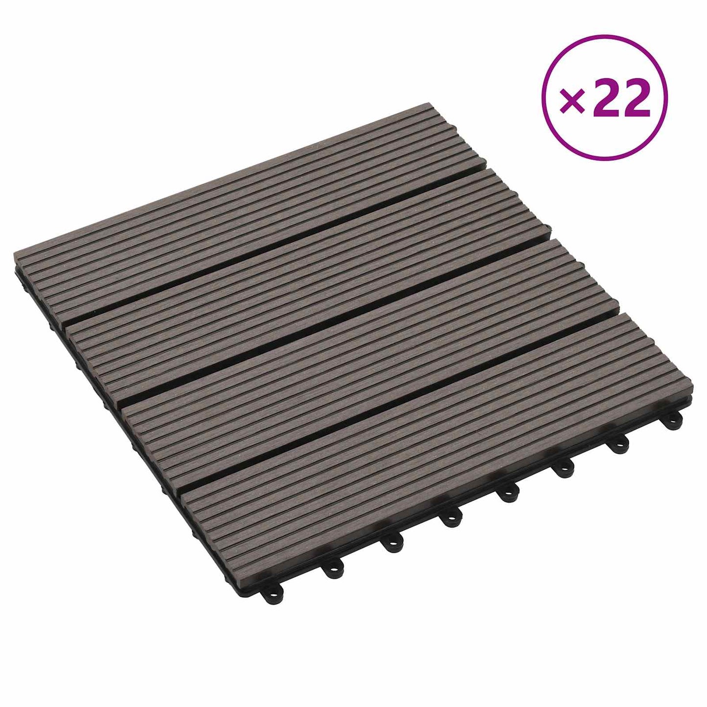 vidaXL Πλάκα Κατασκευής 22 pcs Σκούρο Καφέ 30 x 30 cm WPC