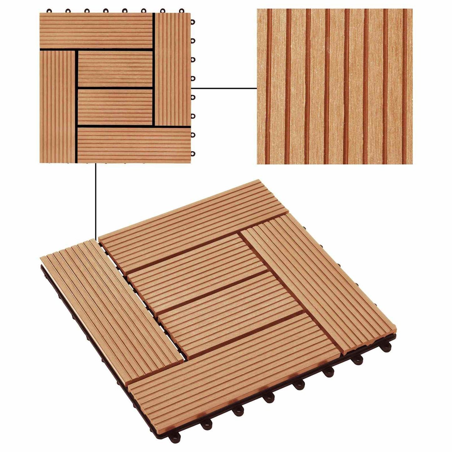 vidaXL Πλάκα Κατασκευής 22 pcs Ξύλο teak 30 x 30 cm WPC