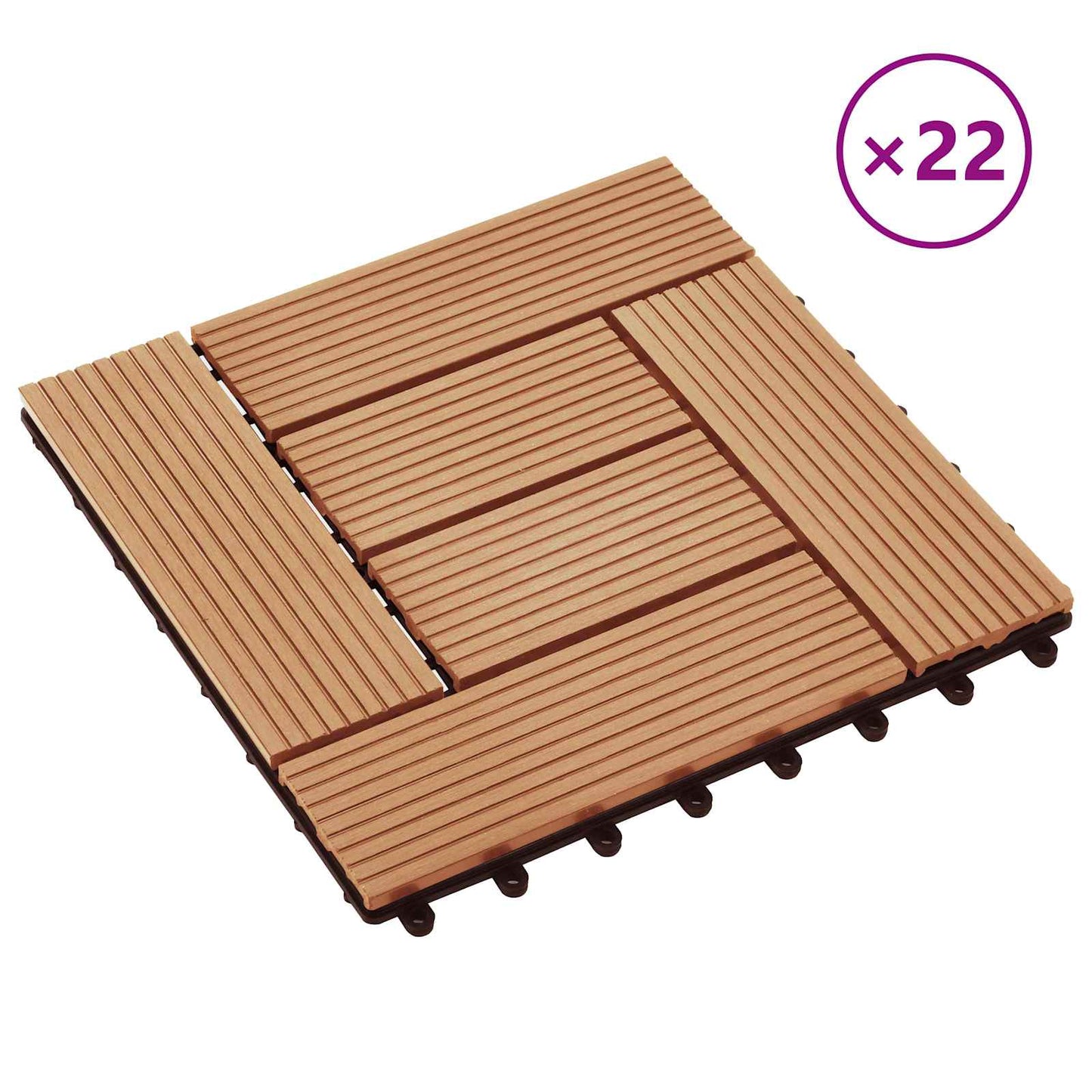 vidaXL Πλάκα Κατασκευής 22 pcs Ξύλο teak 30 x 30 cm WPC