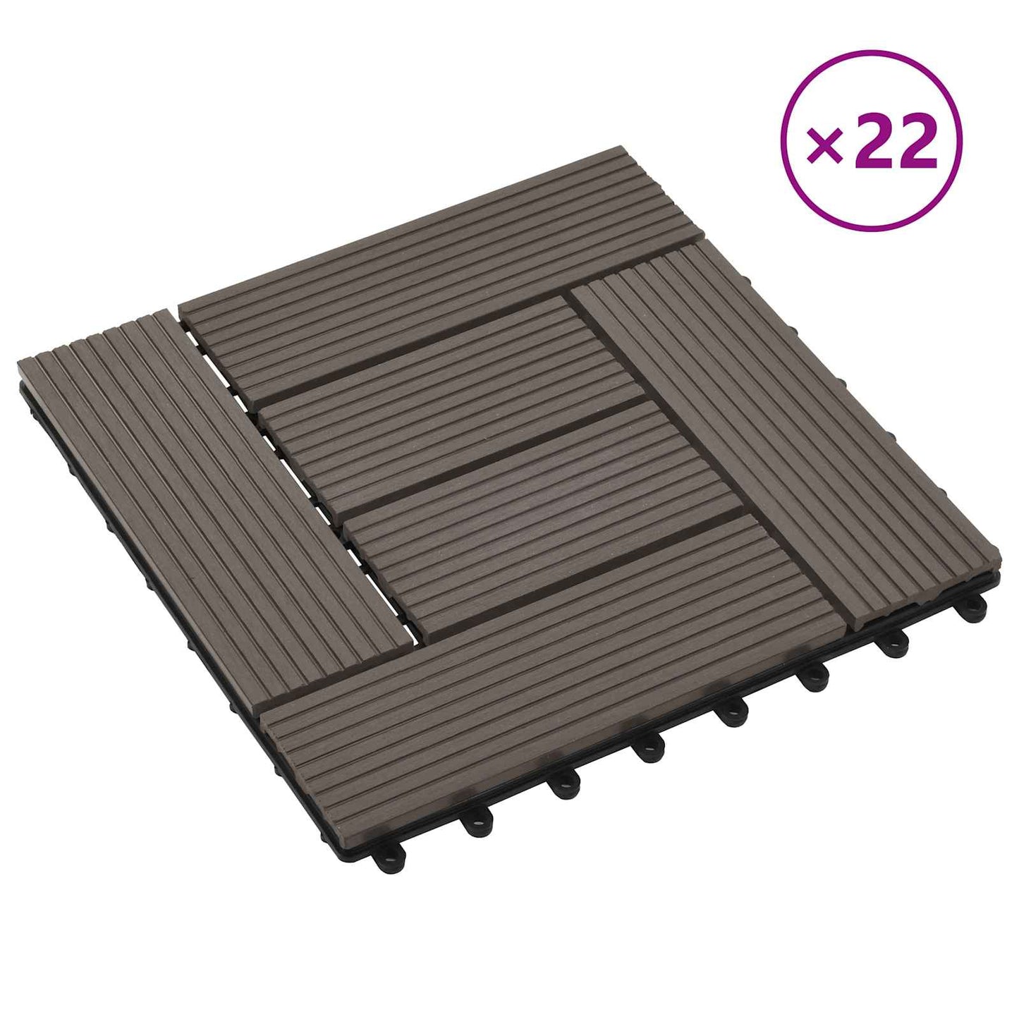 vidaXL Πλάκα Κατασκευής 22 pcs Σκούρο Καφέ 30 x 30 cm WPC