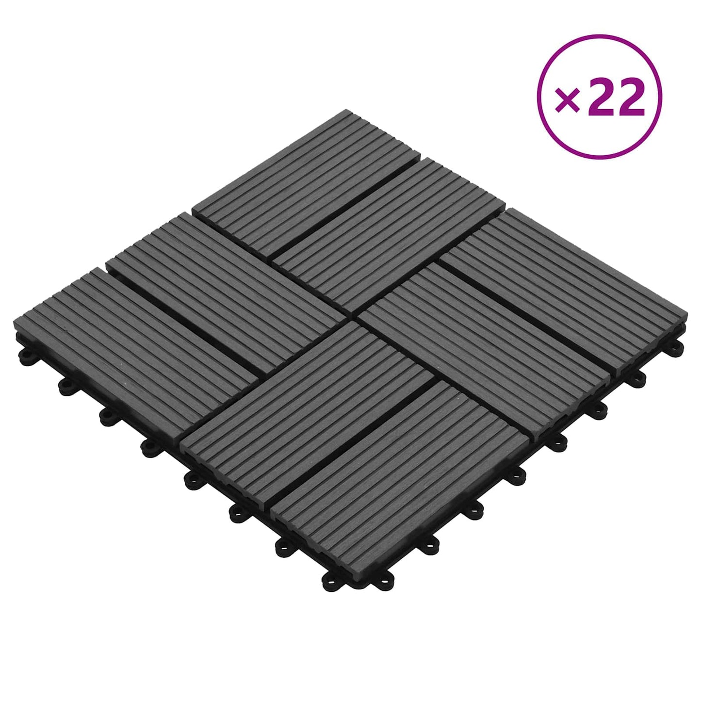 vidaXL Πλάκα Κατασκευής 22 pcs Γκρι 30 x 30 cm WPC