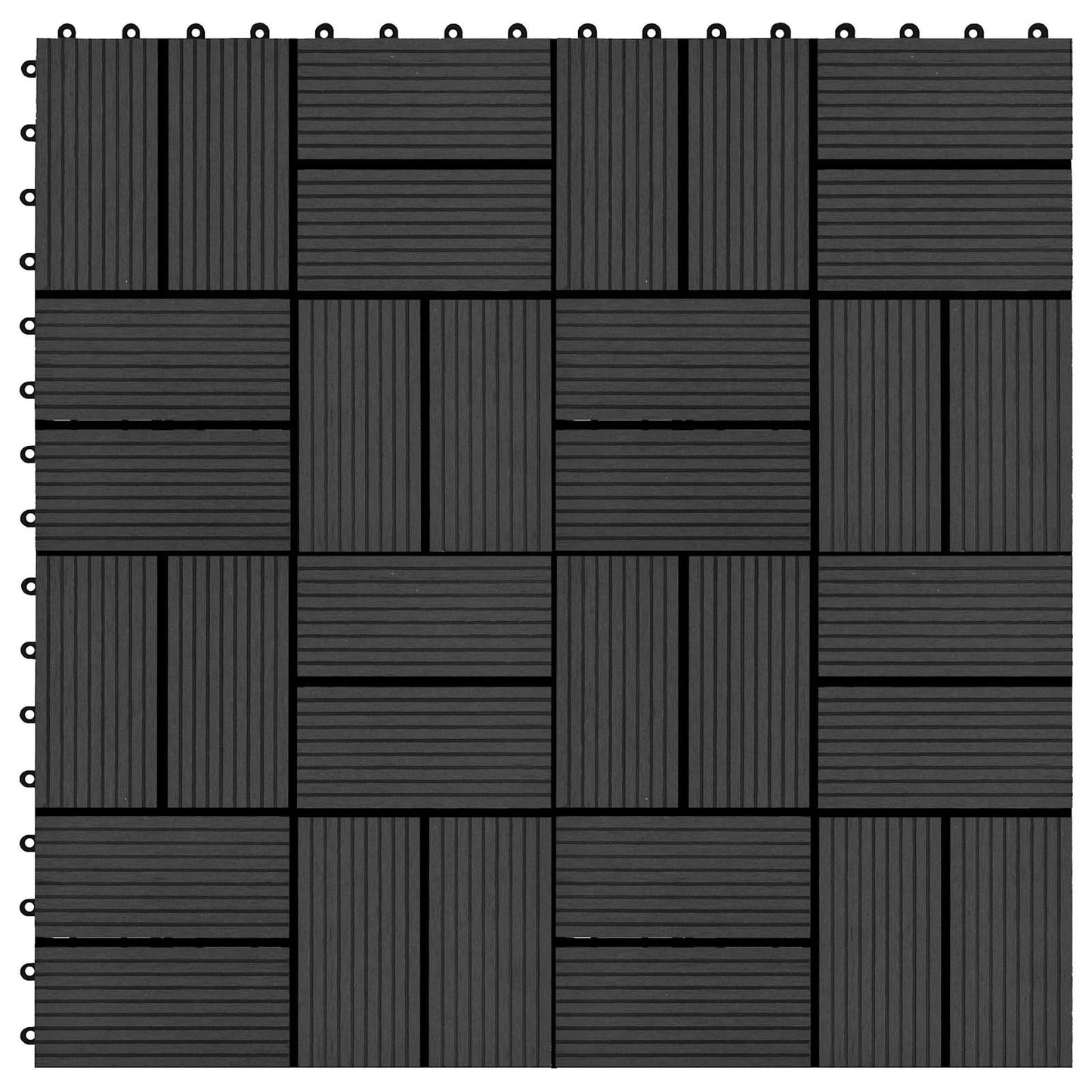 vidaXL Πλάκα Κατασκευής 22 pcs Μαύρο 30 x 30 cm WPC