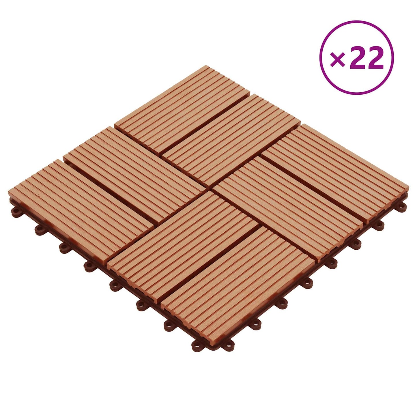 vidaXL Πλάκα Κατασκευής 22 pcs Ξύλο teak 30 x 30 cm WPC