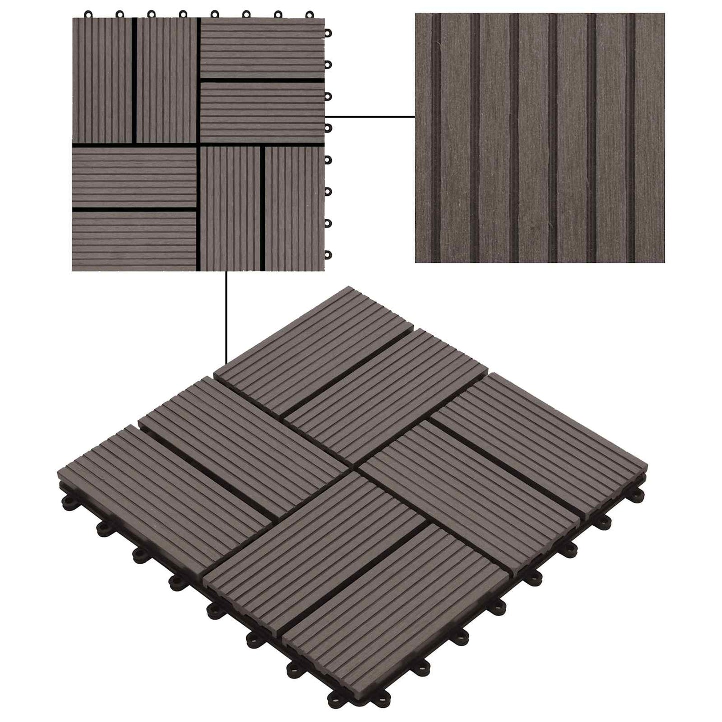 vidaXL Πλάκα Κατασκευής 22 pcs Σκούρο Καφέ 30 x 30 cm WPC
