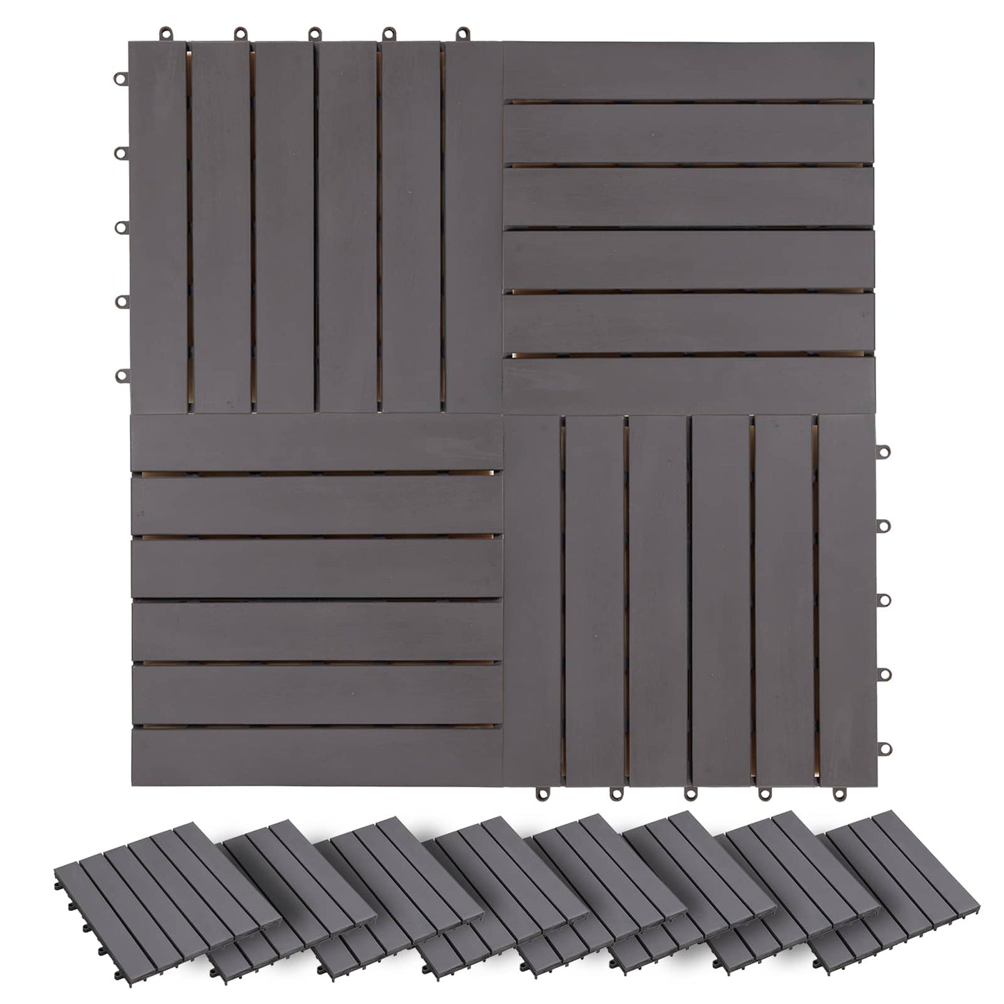 vidaXL Πλάκα Κατασκευής 20 pcs Γκρι 30 x 30 cm Ξύλο Ακακίας