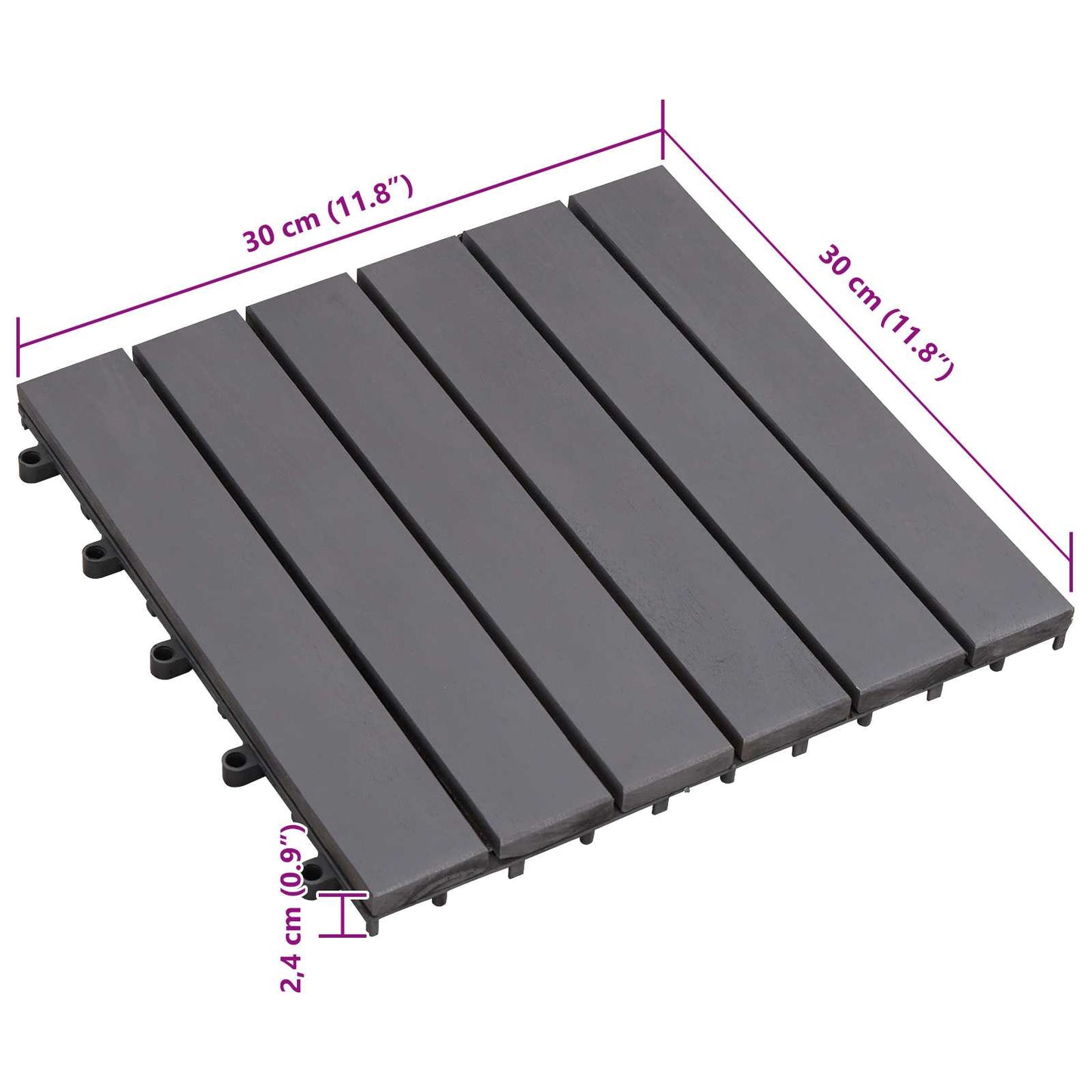 vidaXL Πλάκα Κατασκευής 20 pcs Γκρι 30 x 30 cm Ξύλο Ακακίας