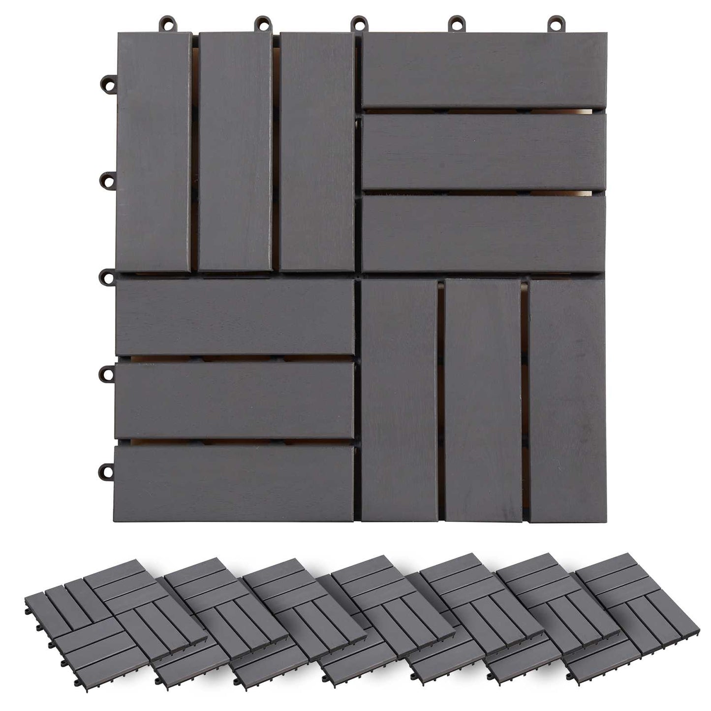 vidaXL Πλάκα Κατασκευής 20 pcs Γκρι 30 x 30 cm Ξύλο Ακακίας