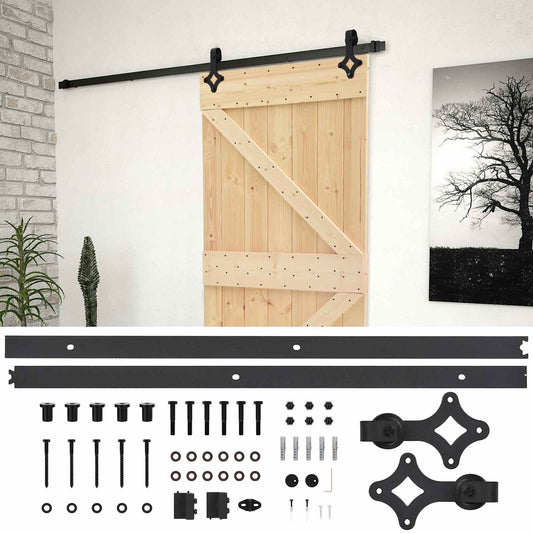 vidaXL Συρόμενη Πόρτα 100 x 210 cm Μασίφ Ξύλο Πεύκου Φυσικό και Μαύρο