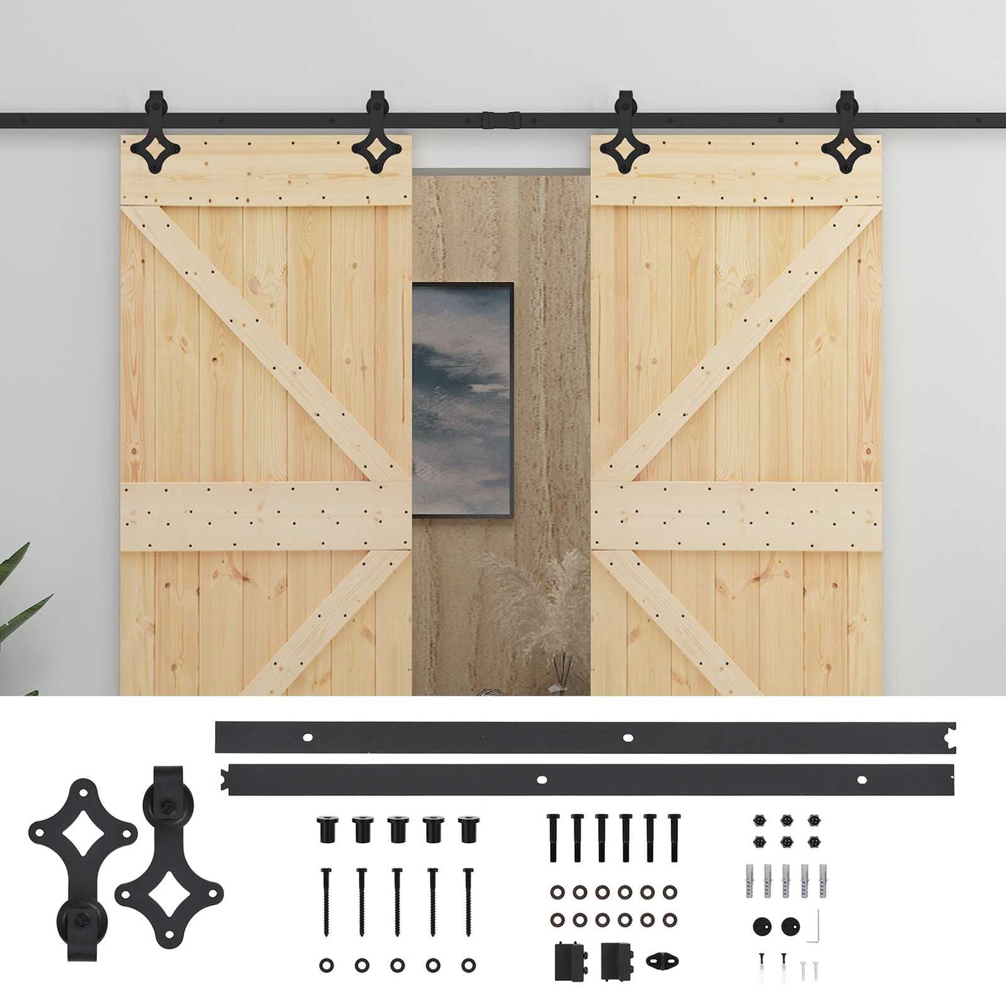 vidaXL Συρόμενη Πόρτα 2 τμχ. 80 x 210 cm Μασίφ Ξύλο Πεύκου