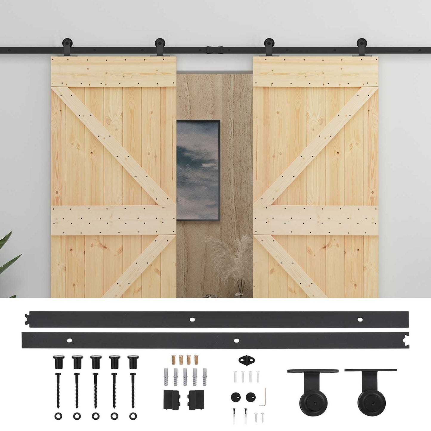 vidaXL Συρόμενη Πόρτα 2 τμχ. 80 x 210 cm Μασίφ Ξύλο Πεύκου