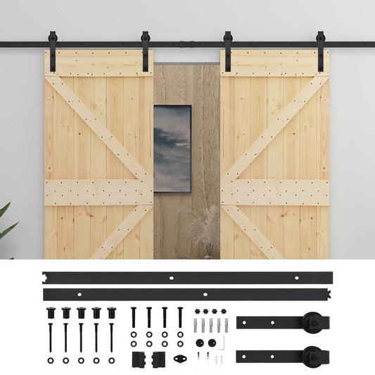 vidaXL Συρόμενη Πόρτα 2 τμχ. 80 x 210 cm Μασίφ Ξύλο Πεύκου