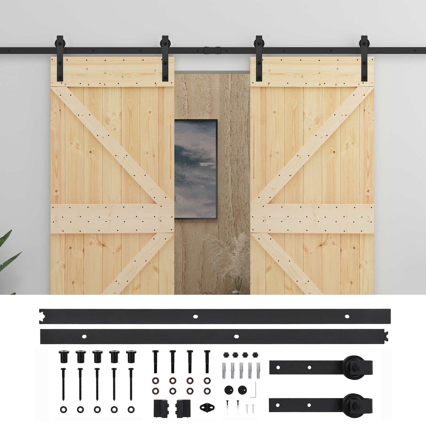 vidaXL Συρόμενη Πόρτα 2 τμχ. 80 x 210 cm Μασίφ Ξύλο Πεύκου