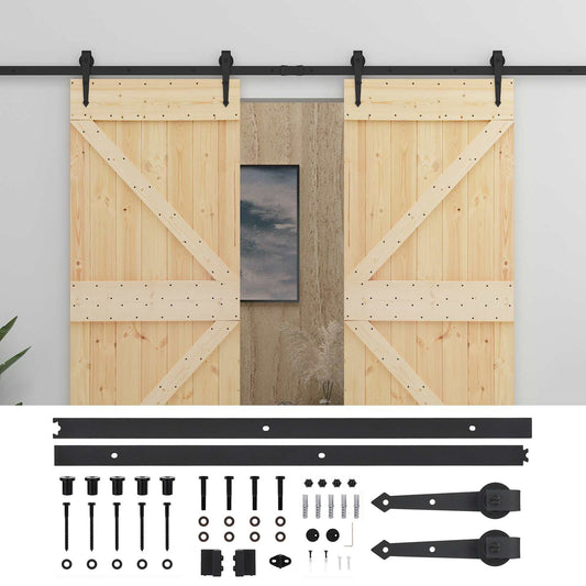 vidaXL Συρόμενη Πόρτα 2 τμχ. 100 x 210 cm Μασίφ Ξύλο Πεύκου