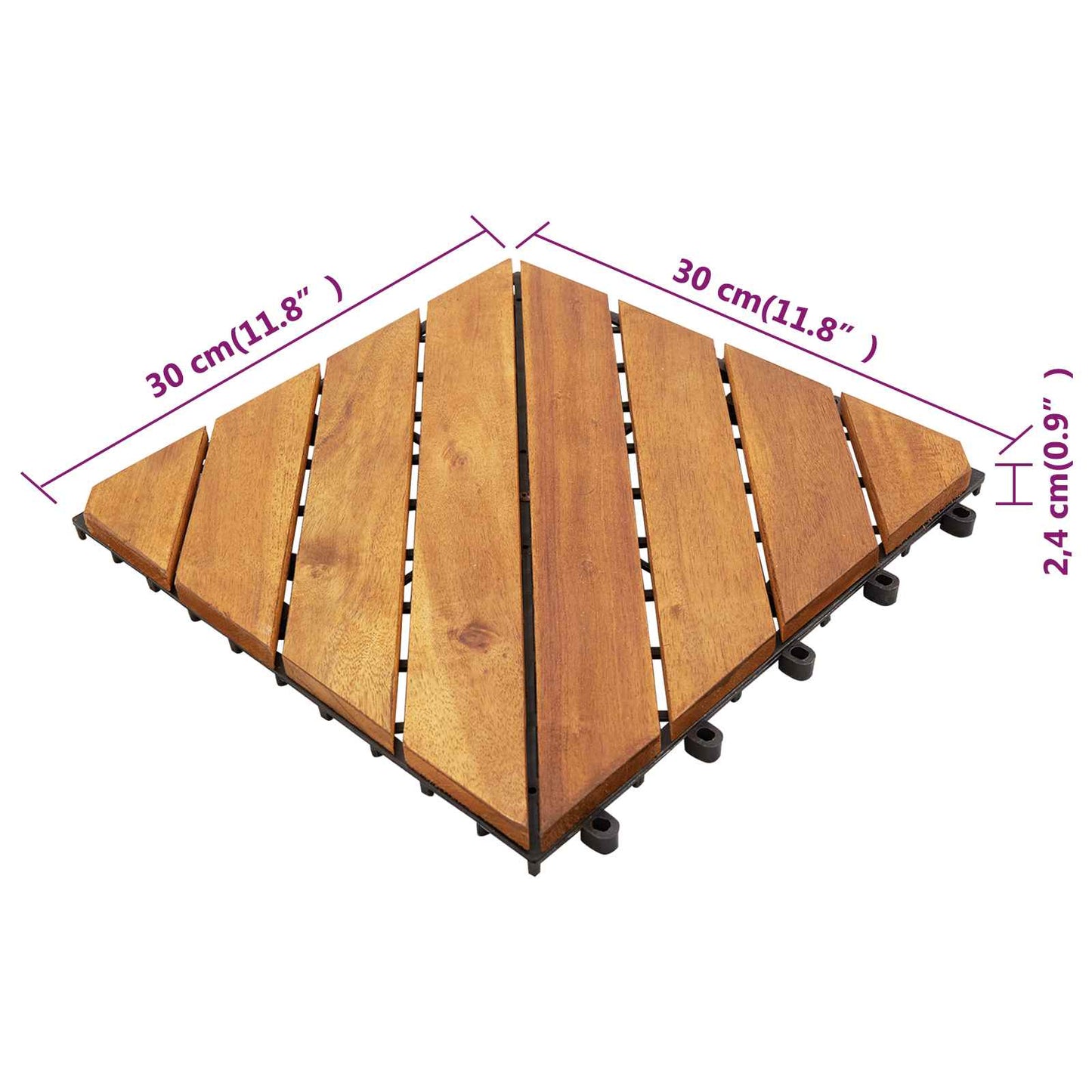 vidaXL Πλάκα Κατασκευής 20 pcs Καφέ 30 x 30 cm Ξύλο Ακακίας