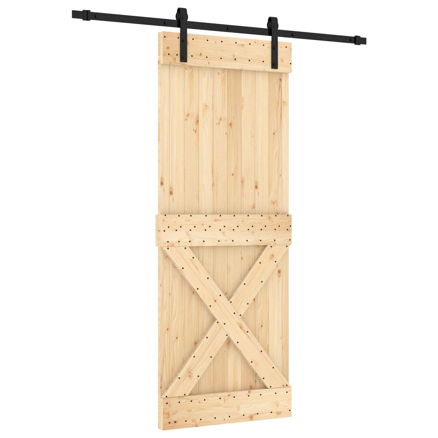 vidaXL Συρόμενη Πόρτα Φυσικό και Μαύρο 80 x 210 cm