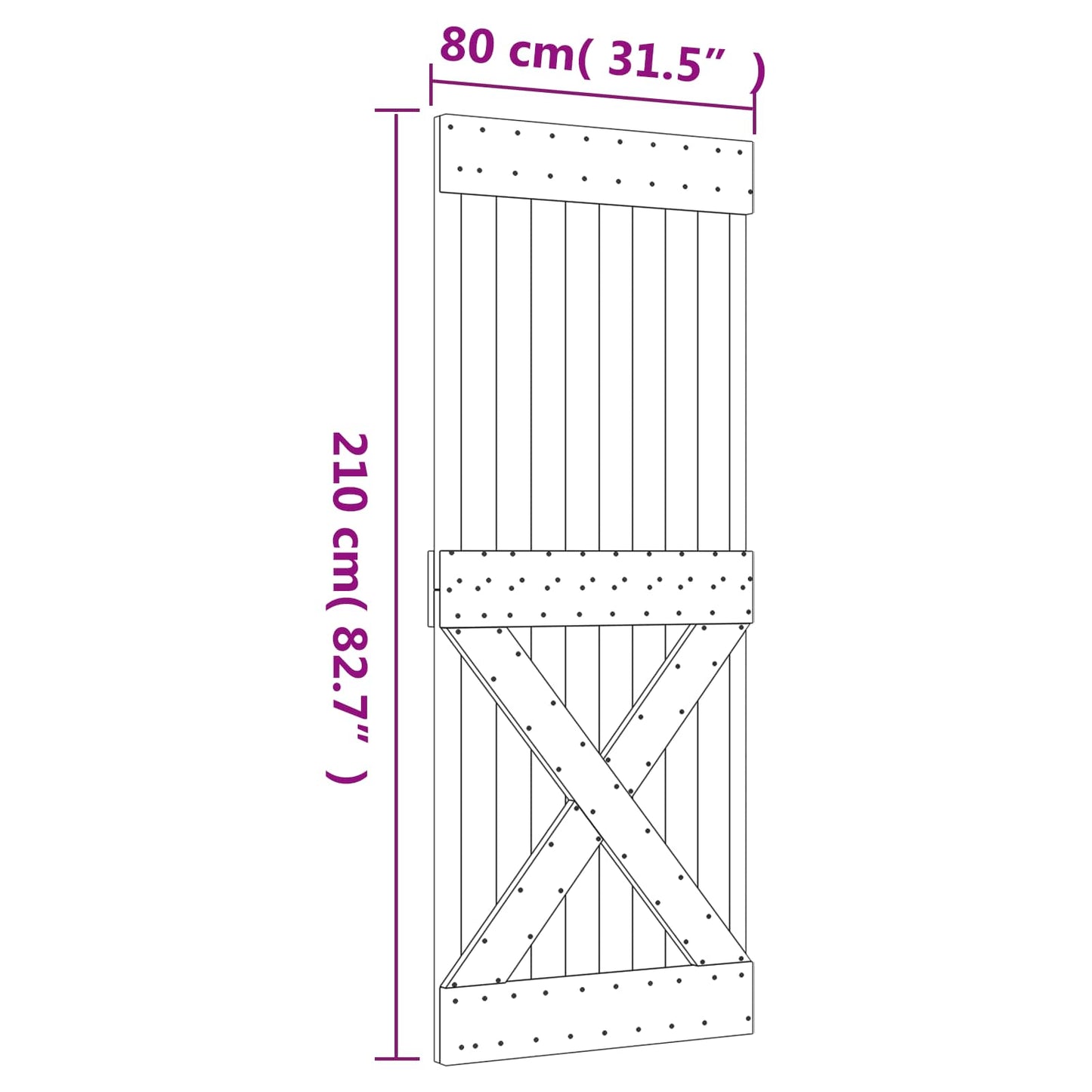 vidaXL Συρόμενη Πόρτα Φυσικό και Μαύρο 80 x 210 cm