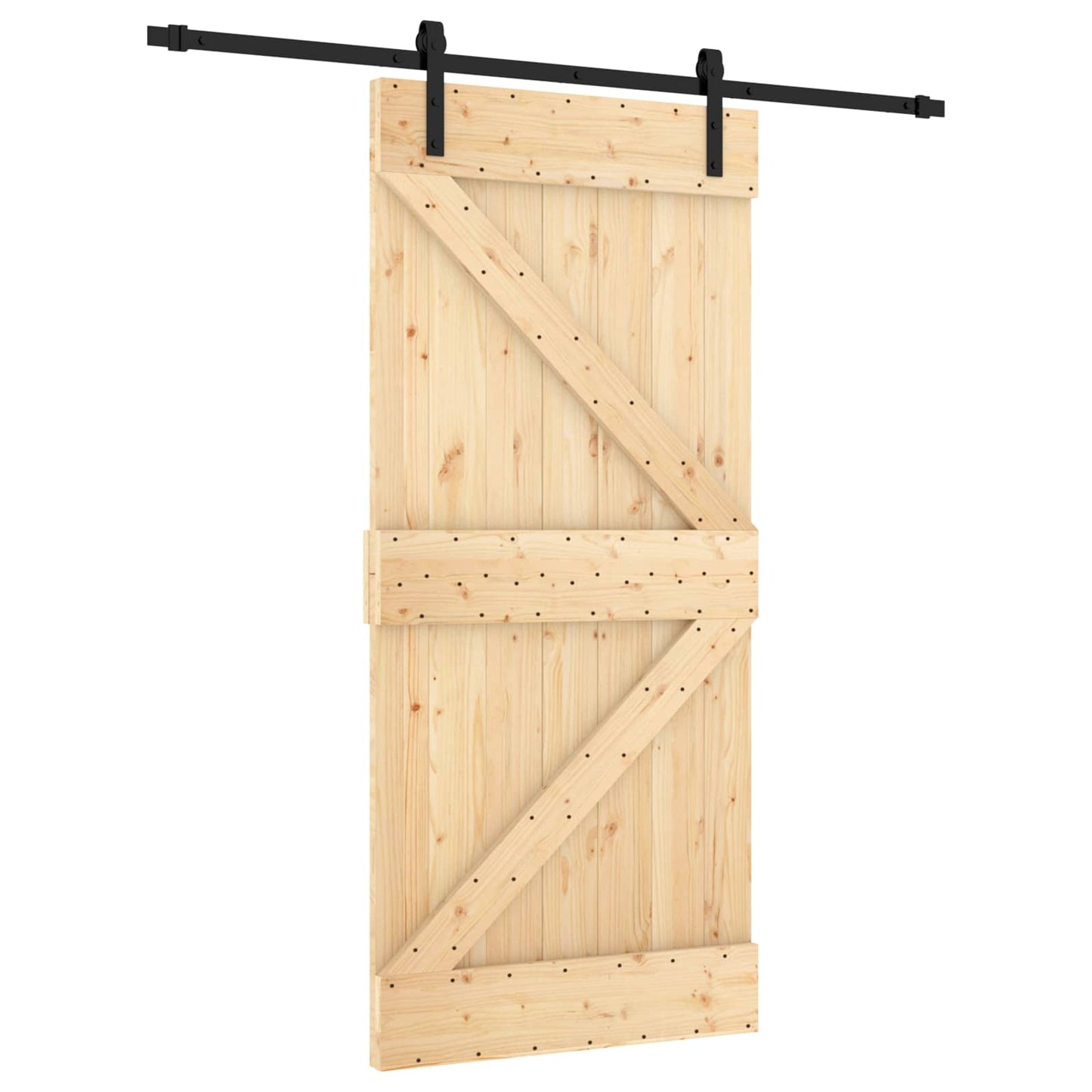 vidaXL Συρόμενη Πόρτα Φυσικό και Μαύρο 95 x 210 cm
