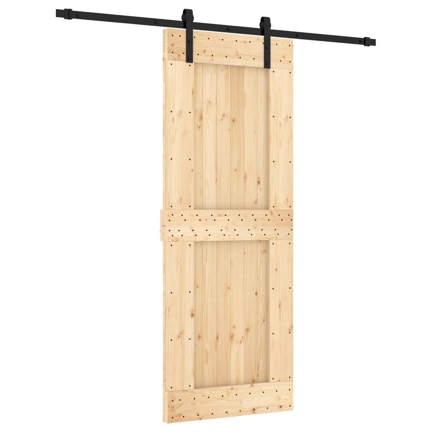 vidaXL Συρόμενη Πόρτα Φυσικό και Μαύρο 80 x 210 cm