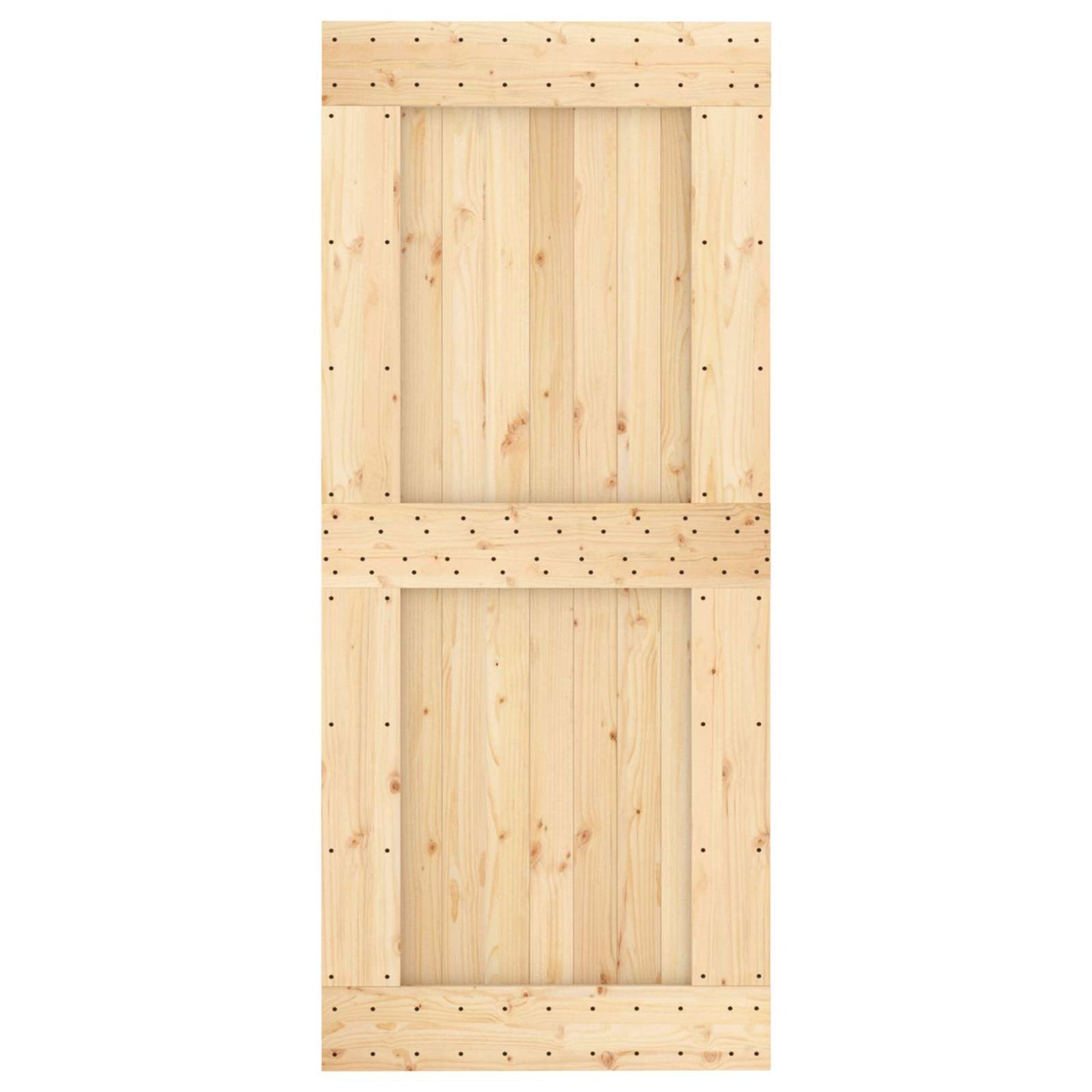 vidaXL Συρόμενη Πόρτα 90 x 210 cm Συμπαγές Ξύλο Πεύκου (Ακατέργαστο)
