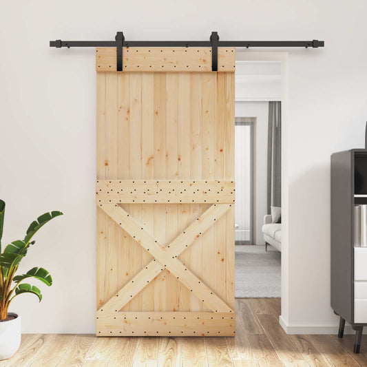 vidaXL Συρόμενη Πόρτα Φυσικό και Μαύρο 100 x 210 cm
