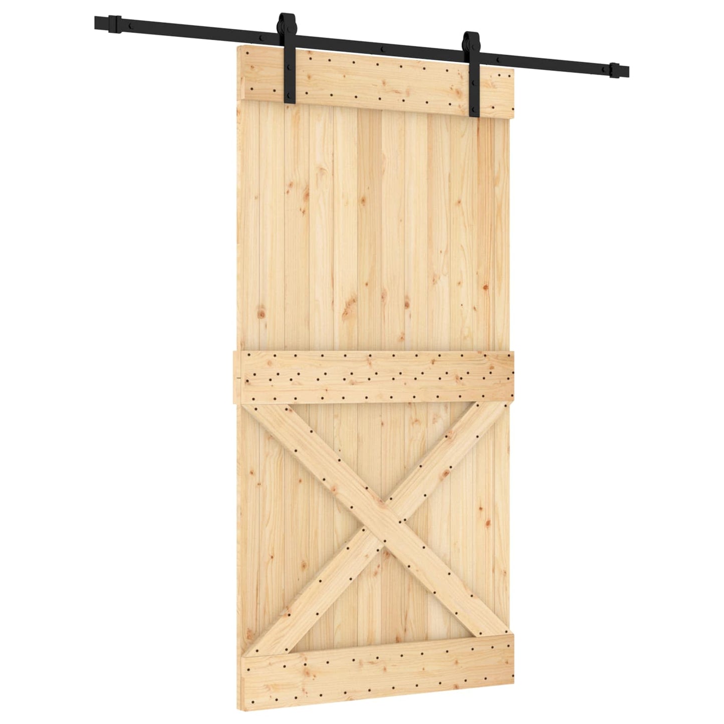 vidaXL Συρόμενη Πόρτα Φυσικό και Μαύρο 100 x 210 cm