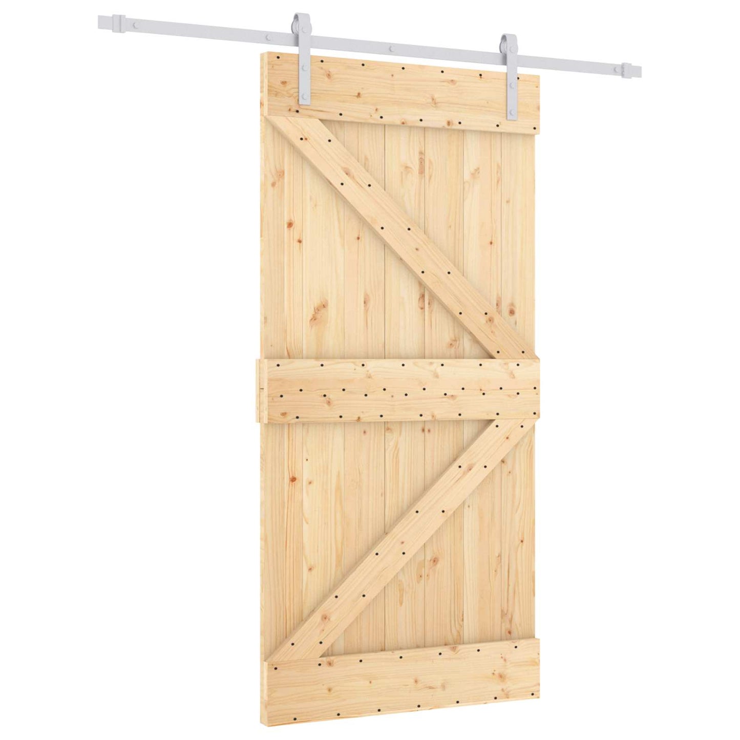 vidaXL Συρόμενη Πόρτα 100 x 210 cm Μασίφ Ξύλο Πεύκου Φυσικό και Λευκό
