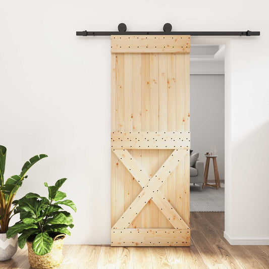 vidaXL Συρόμενη Πόρτα Φυσικό και Μαύρο 80 x 210 cm