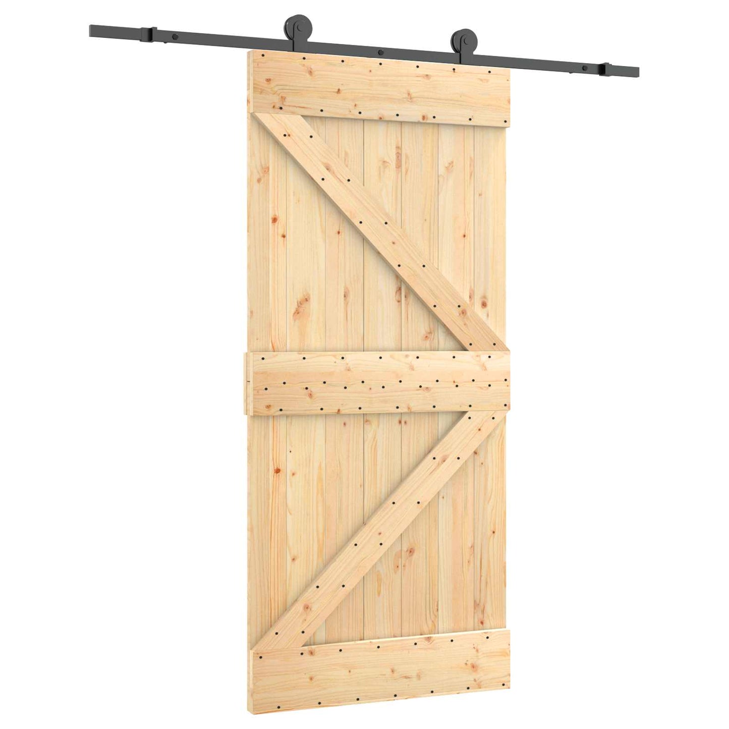 vidaXL Συρόμενη Πόρτα Φυσικό και Μαύρο 95 x 210 cm