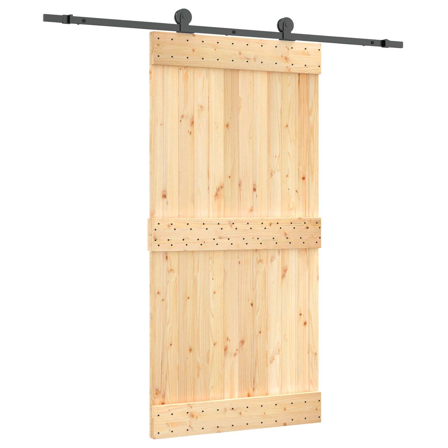 vidaXL Συρόμενη Πόρτα 100 x 210 cm Συμπαγές Ξύλο Πεύκου (Ακατέργαστο)