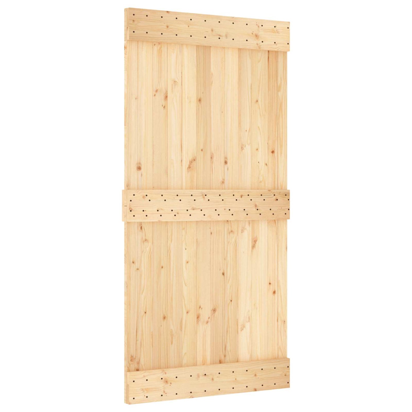 vidaXL Συρόμενη Πόρτα 100 x 210 cm Συμπαγές Ξύλο Πεύκου (Ακατέργαστο)