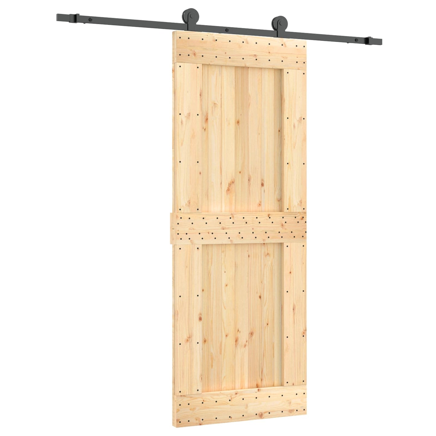 vidaXL Συρόμενη Πόρτα Φυσικό και Μαύρο 80 x 210 cm