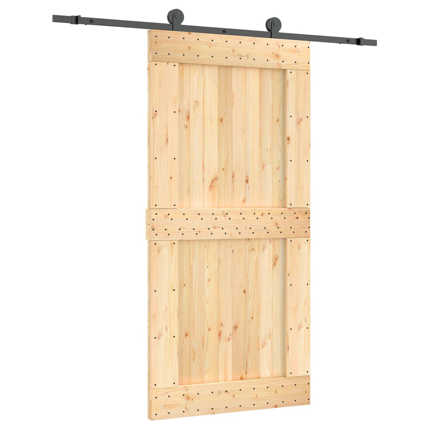 vidaXL Συρόμενη Πόρτα 100 x 210 cm Συμπαγές Ξύλο Πεύκου (Ακατέργαστο)