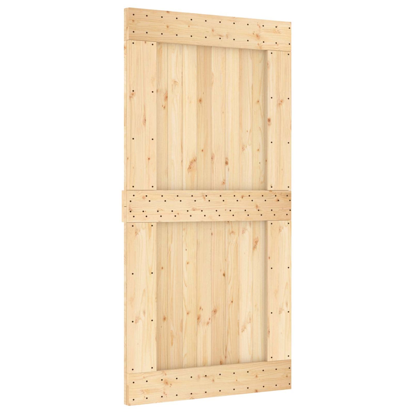 vidaXL Συρόμενη Πόρτα 100 x 210 cm Συμπαγές Ξύλο Πεύκου (Ακατέργαστο)