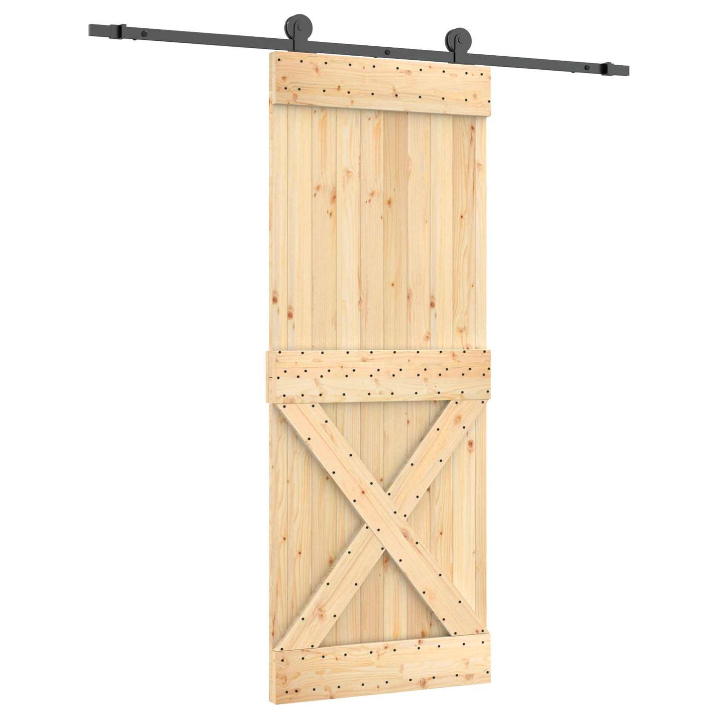 vidaXL Συρόμενη Πόρτα Φυσικό και Μαύρο 80 x 210 cm