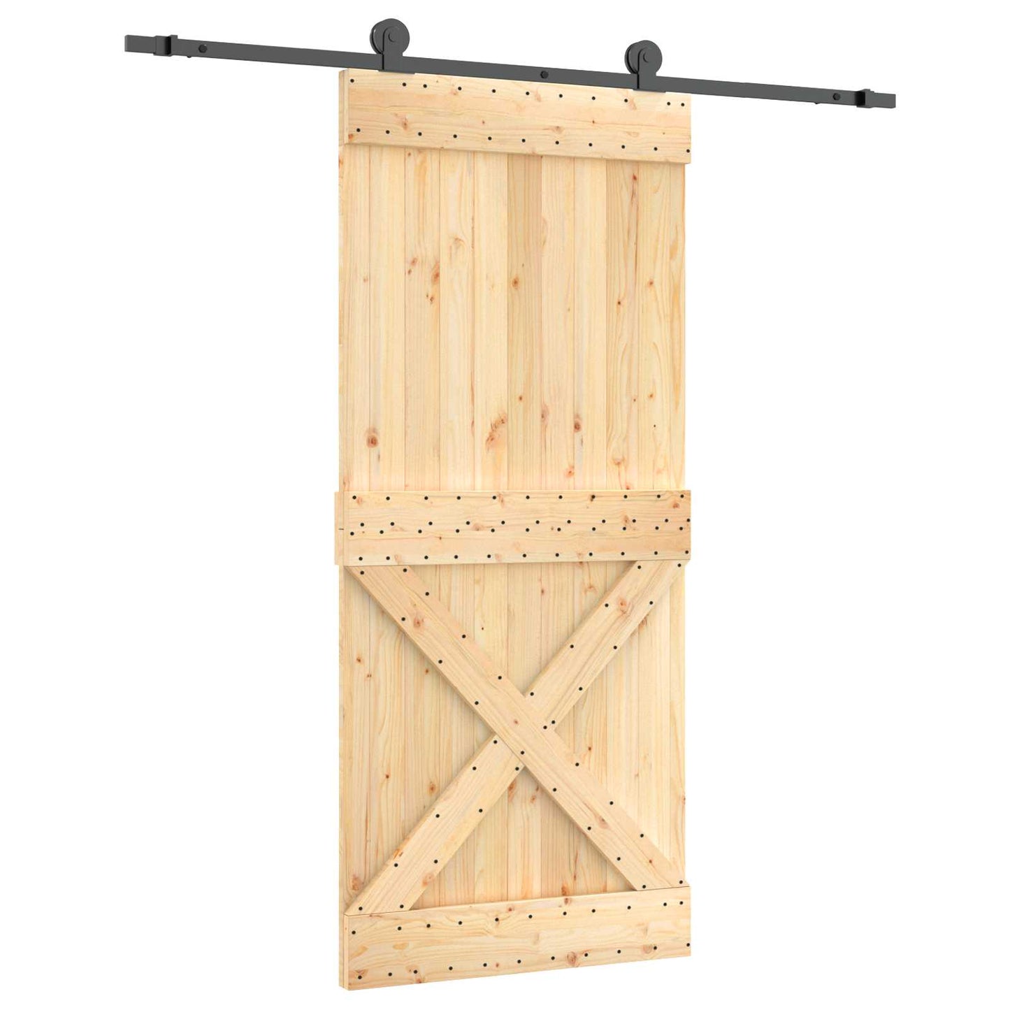 vidaXL Συρόμενη Πόρτα Φυσικό και Μαύρο 90 x 210 cm