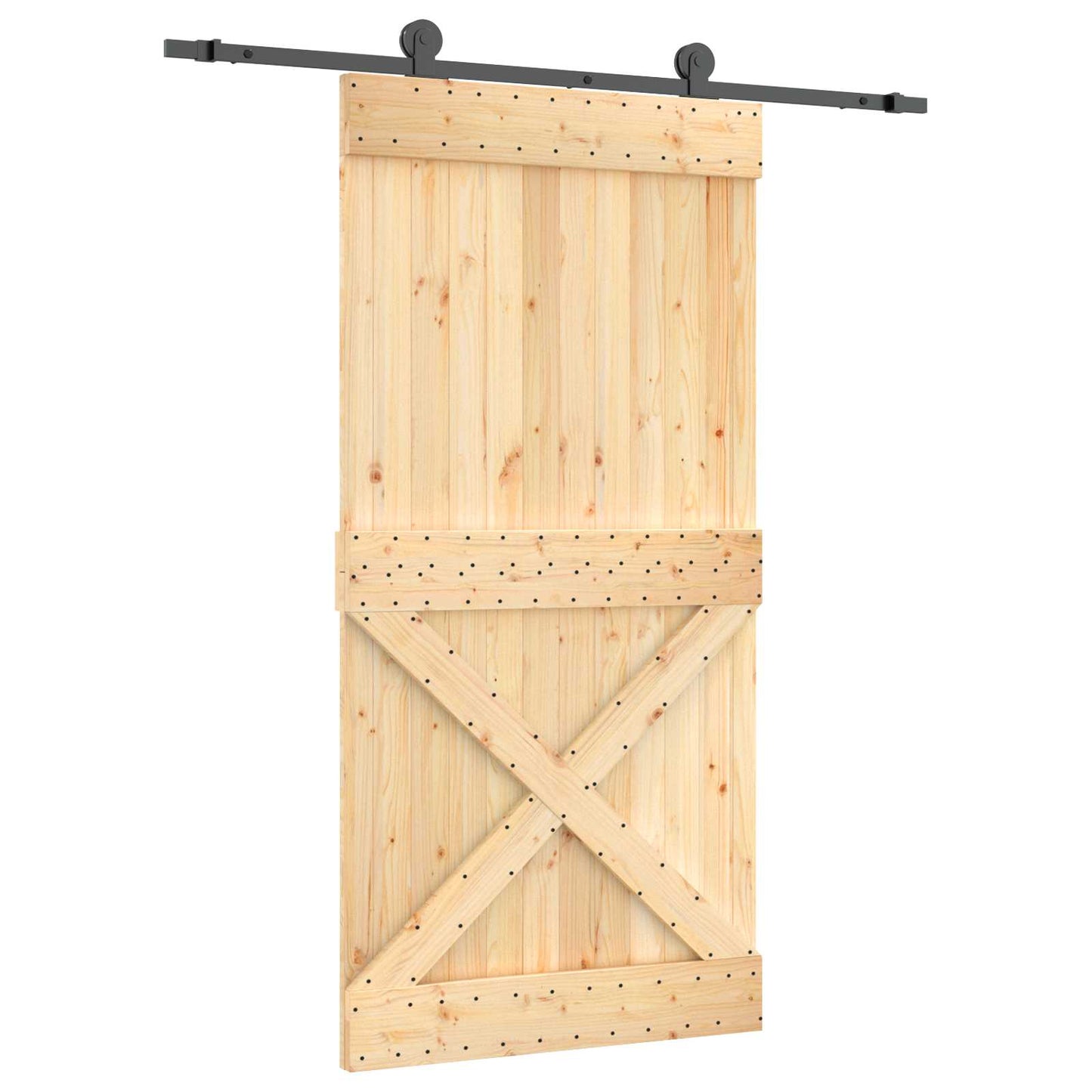 vidaXL Συρόμενη Πόρτα Φυσικό και Μαύρο 100 x 210 cm