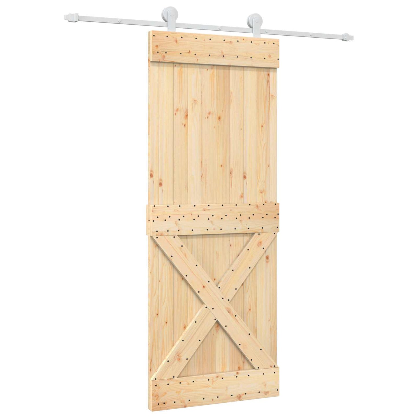 vidaXL Συρόμενη Πόρτα Φυσικό και Λευκό 80 x 210 cm