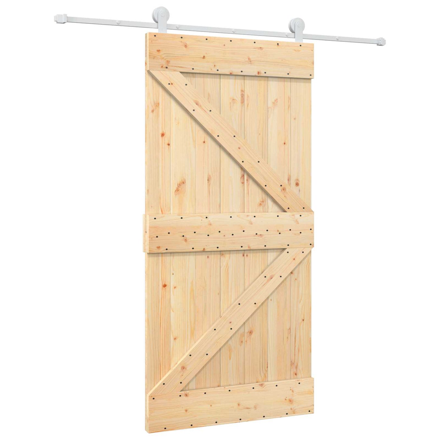 vidaXL Συρόμενη Πόρτα 100 x 210 cm Μασίφ Ξύλο Πεύκου Φυσικό και Λευκό